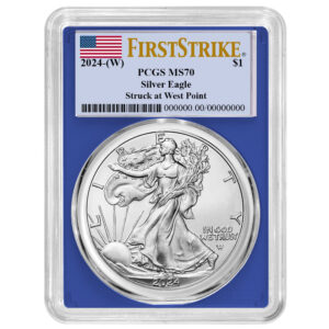 2024 (W) $1 American Silver Eagle PCGS MS70 FS Flag Label Blue Frame