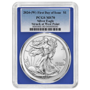 2024 (W) $1 American Silver Eagle PCGS MS70 FDOI Blue Label Blue Frame