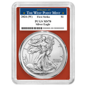 2024 (W) $1 American Silver Eagle PCGS MS70 FS West Point Label Red Frame