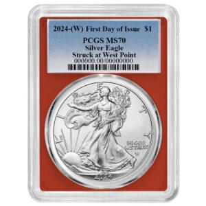 2024 (W) $1 American Silver Eagle PCGS MS70 FDOI Blue Label Red Frame