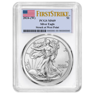 2024 (W) $1 American Silver Eagle PCGS MS69 FS Flag Label White Frame