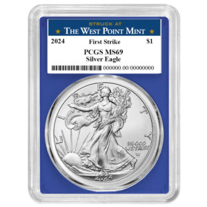 2024 $1 American Silver Eagle PCGS MS69 FS West Point Label Blue Frame
