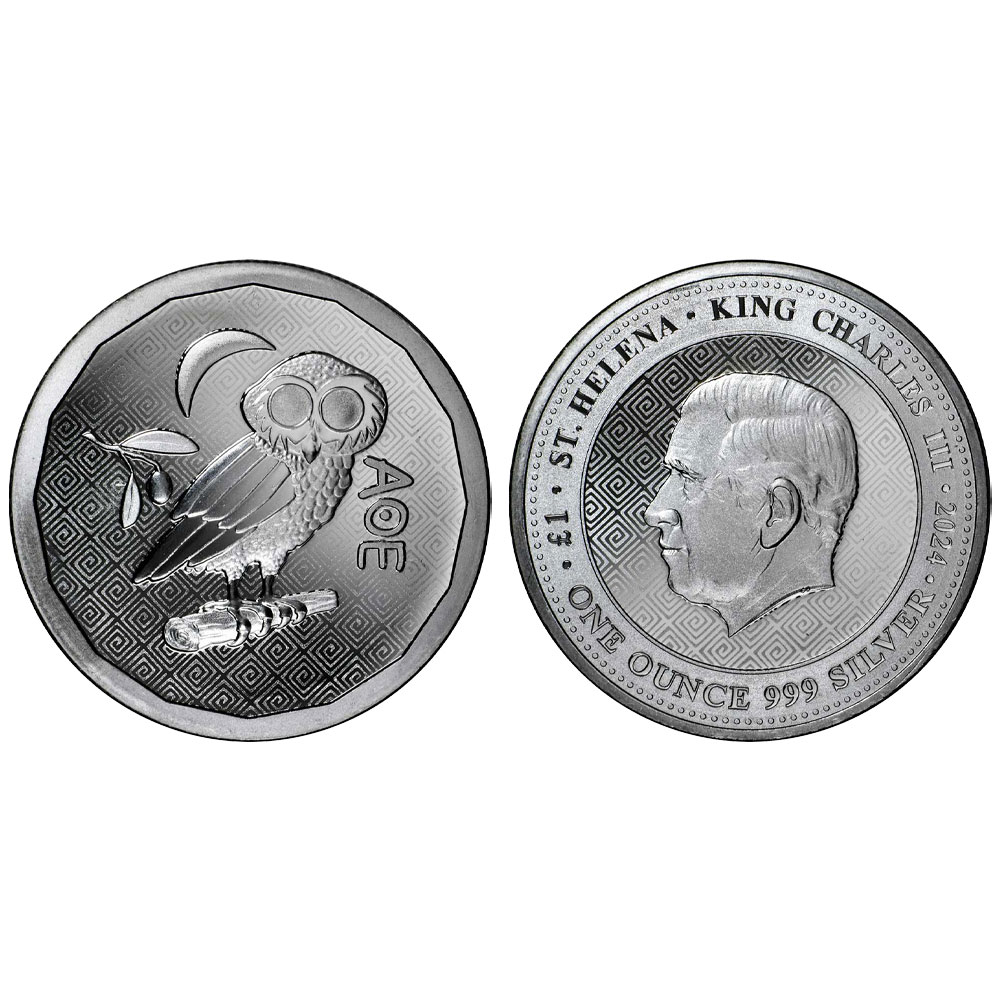 2024 St. Helena Athena Owl 1 oz Silver Coin Brilliant Uncirculated