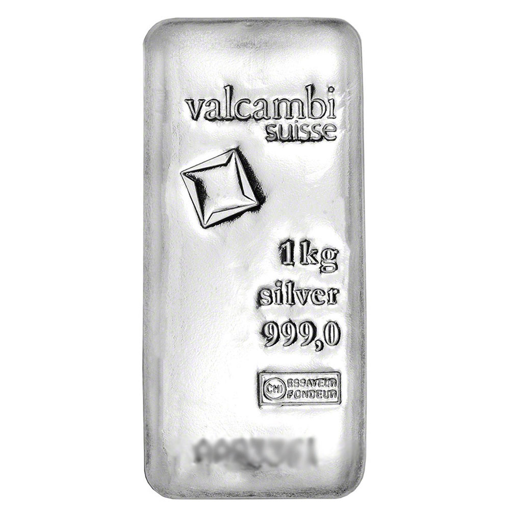 1 Kilo Valcambi Suisse .999 Fine Silver Bar - Cast
