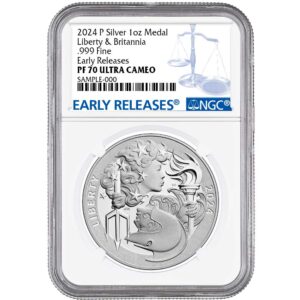 2024-P Proof Liberty & Britannia Silver Medal 1 oz NGC PF70UC ER Blue Label