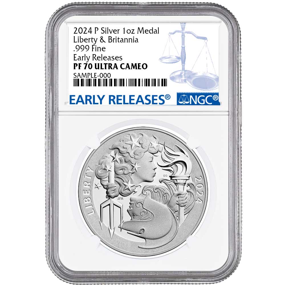 2024-P Proof Liberty & Britannia Silver Medal 1 oz NGC PF70UC ER