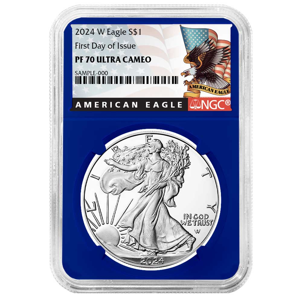 2024-W Proof $1 American Silver Eagle NGC PF70UC FDI Black Label Blue Core