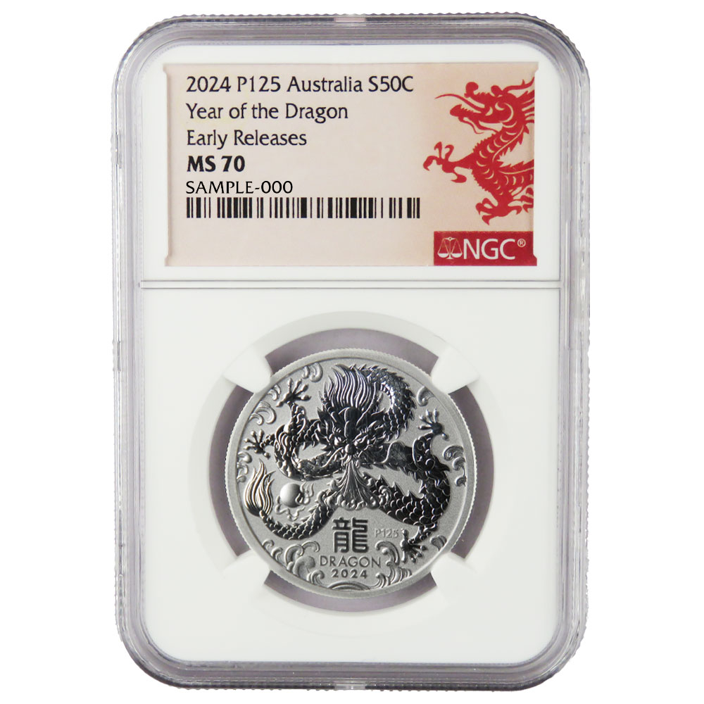 2024 Australian Silver Perth Dragon 1/2 oz NGC MS70 ER - Pinehurst
