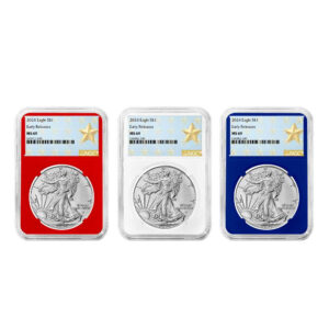 2024 $1 American Silver Eagle 3pc Set NGC MS69 ER West Point Star Label Red White Blue