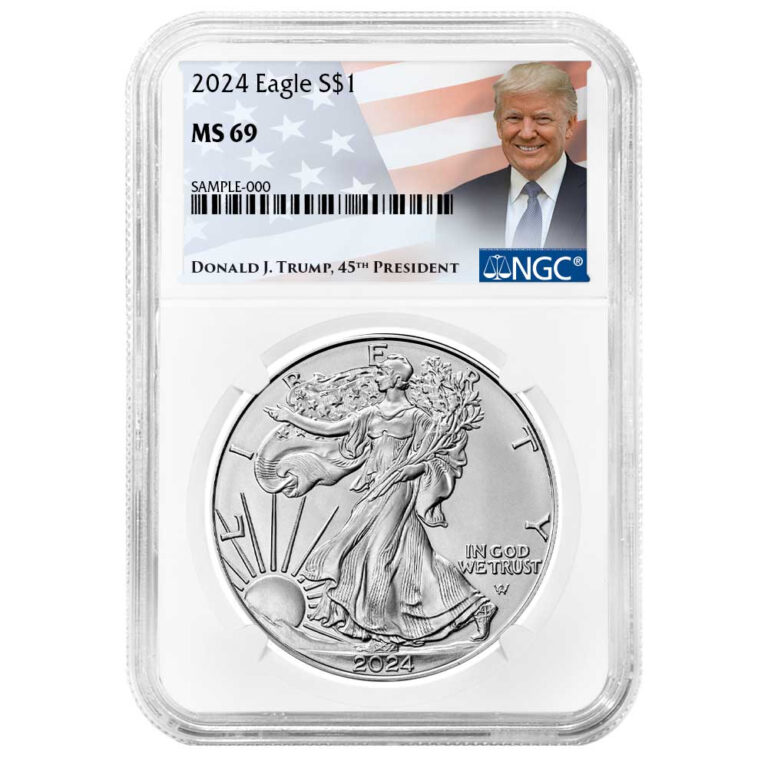 2024 1 American Silver Eagle NGC MS69 Trump Label Pinehurst Coins
