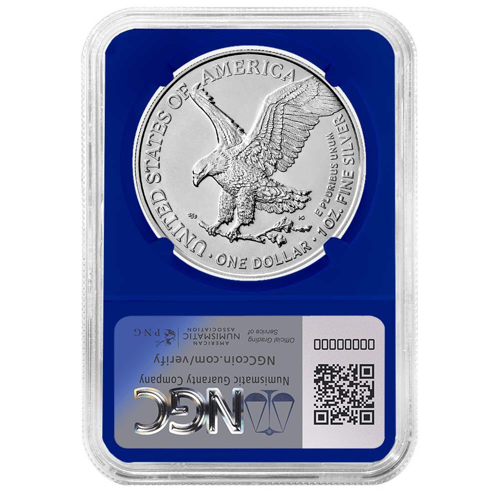 2024 $1 American Silver Eagle NGC MS70 Brown Label Blue Core