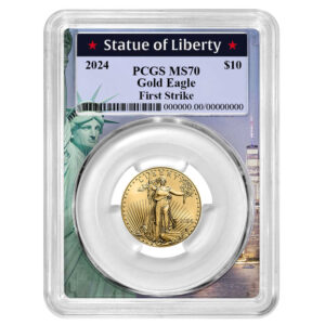 2024 $10 American Gold Eagle 1/4 oz PCGS MS70 FS Statue of Liberty Frame
