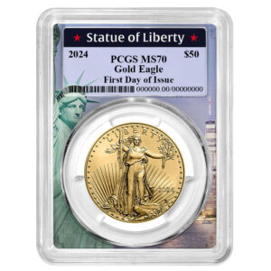 2024 $50 American Gold Eagle 1 oz PCGS MS70 FDOI Statue of Liberty Frame