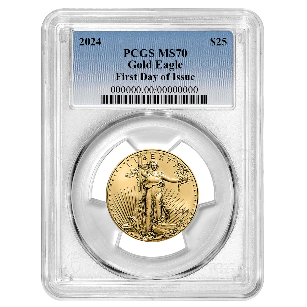 2024 $25 American Gold Eagle 1/2 oz PCGS MS70 FDOI Blue Label