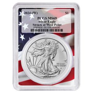 2024 (W) $1 American Silver Eagle PCGS MS69 Flag Frame