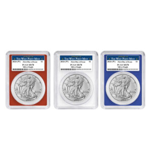2024 (W) $1 American Silver Eagle 3pc Set PCGS MS70 FS Blue Label