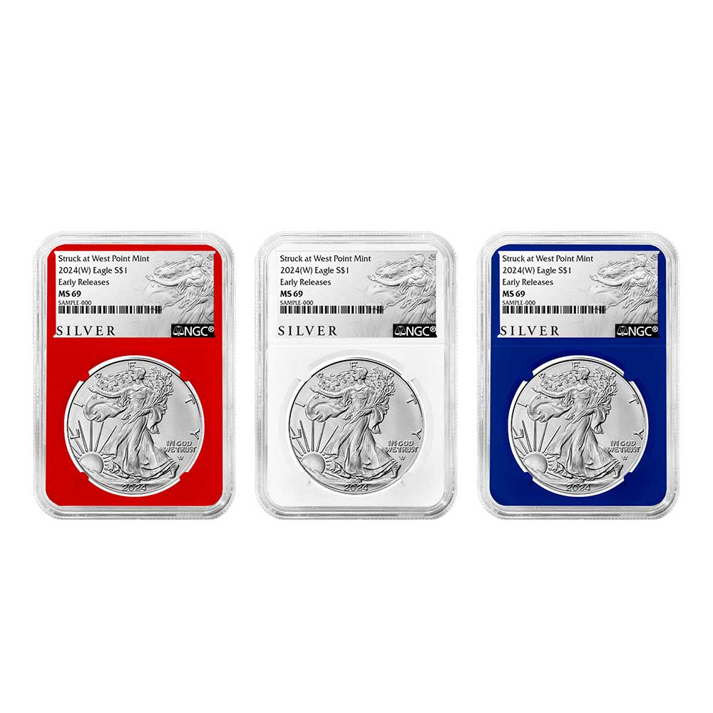 2024 (W) $1 American Silver Eagle 3pc Set NGC MS69 ER ALS Label