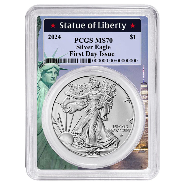 2024 1 American Silver Eagle PCGS MS70 FDOI Statue of Liberty Frame