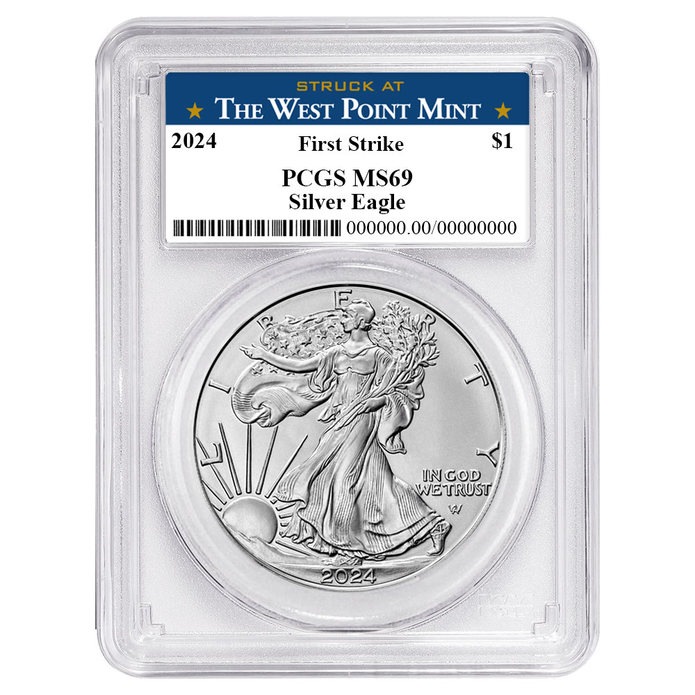 2024 $1 American Silver Eagle PCGS MS69 FS West Point Label