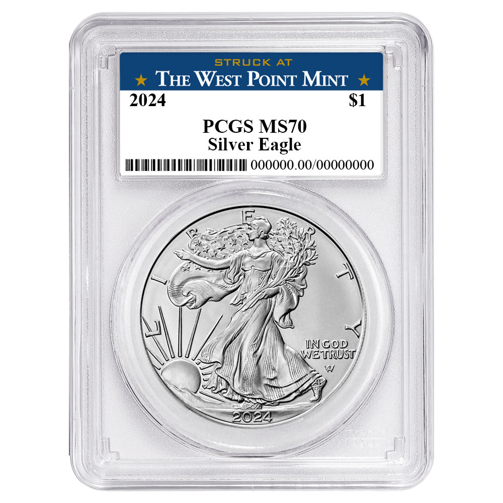 2024 $1 American Silver Eagle PCGS MS70 West Point Label