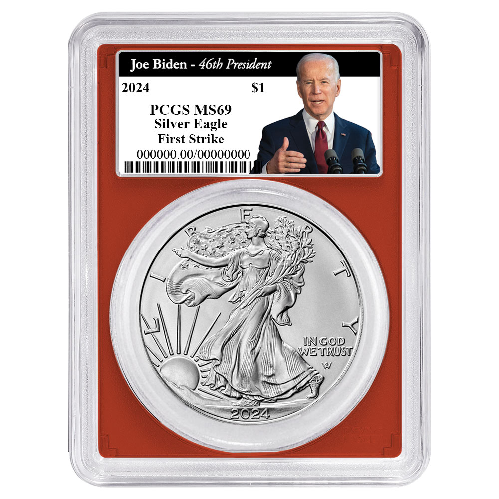 2024 $1 American Silver Eagle FS Biden 46th President Label
