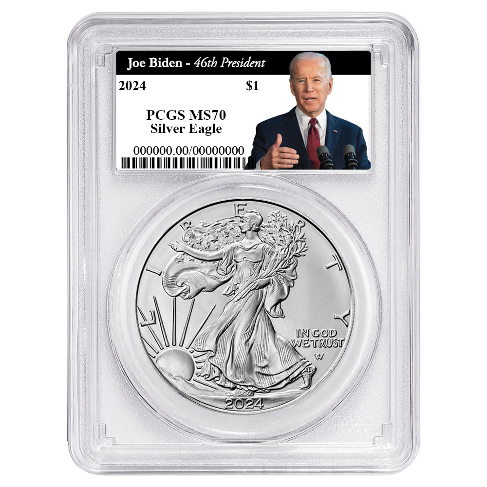 2024 $1 American Silver Eagle Biden 46th President Label