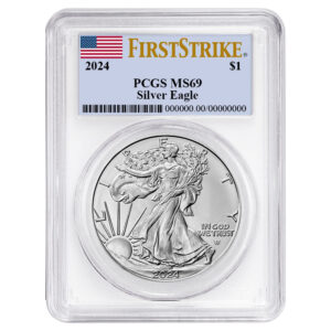 2024 $1 American Silver Eagle PCGS MS69 FS Flag Label White Frame