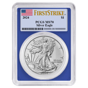 2024 $1 American Silver Eagle PCGS MS70 FS Flag Label Blue Frame