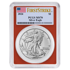 2024 $1 American Silver Eagle 1 oz PCGS MS70 FS Flag Label Red Frame