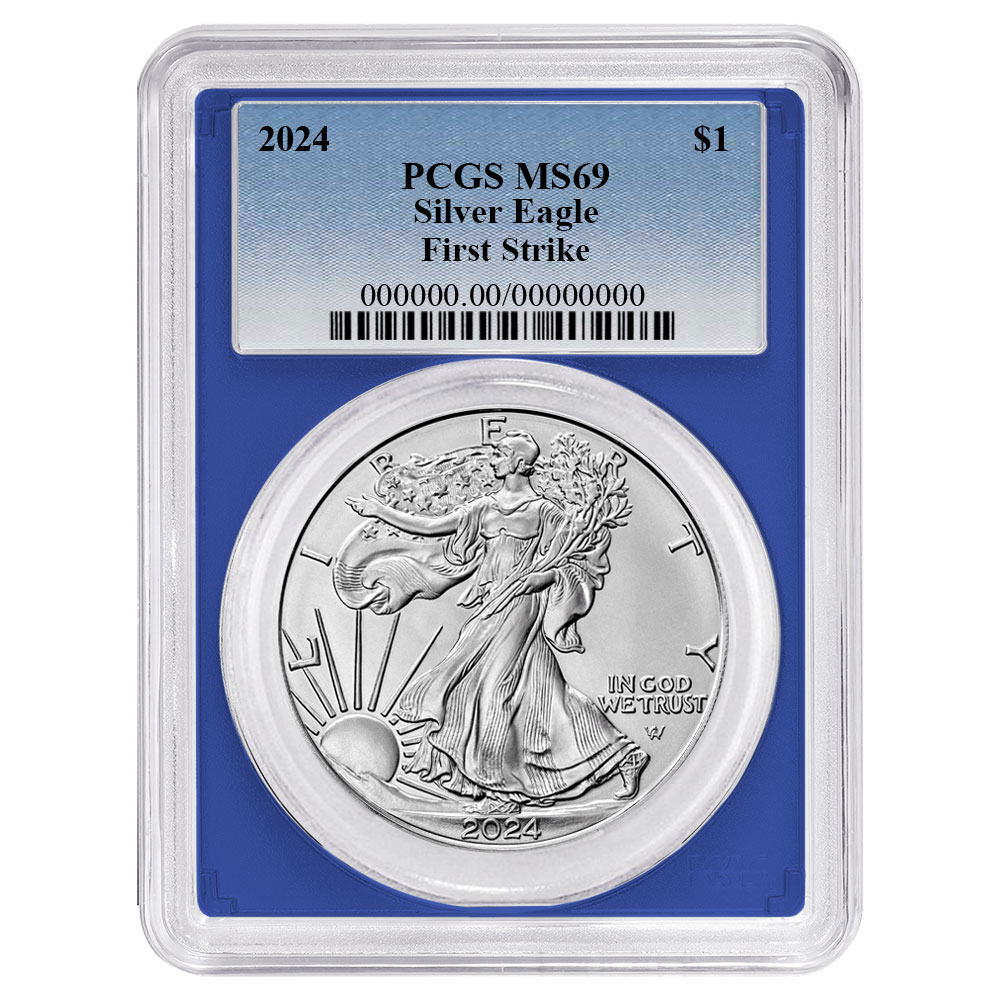 2024 $1 American Silver Eagle PCGS MS69 FS Blue Label Blue Frame