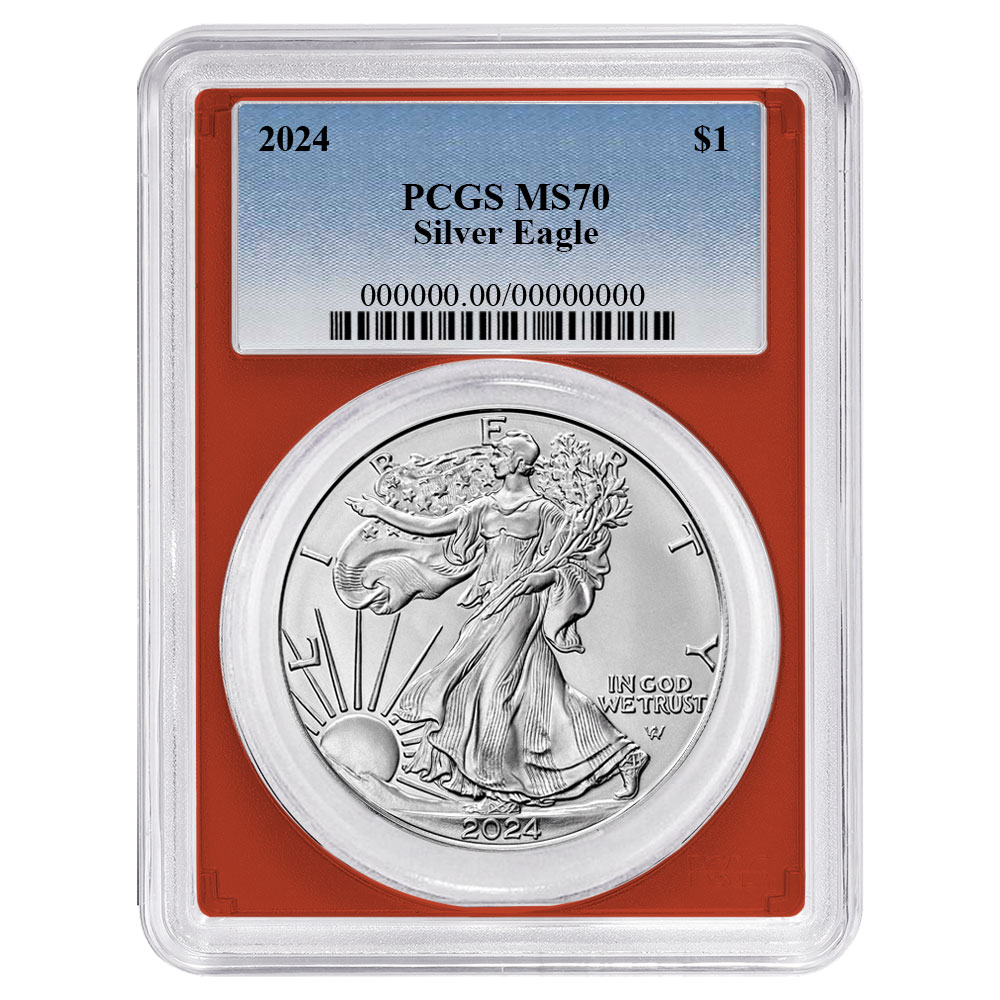 【新品】Silver Eagleイーグル銀貨2024 PCGS MS70 2024 SAE MS70 First Day of Delivery CAC | SilverTowne