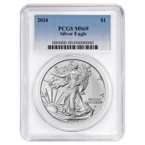 2024 $1 American Silver Eagle PCGS MS69 Blue Label White Frame