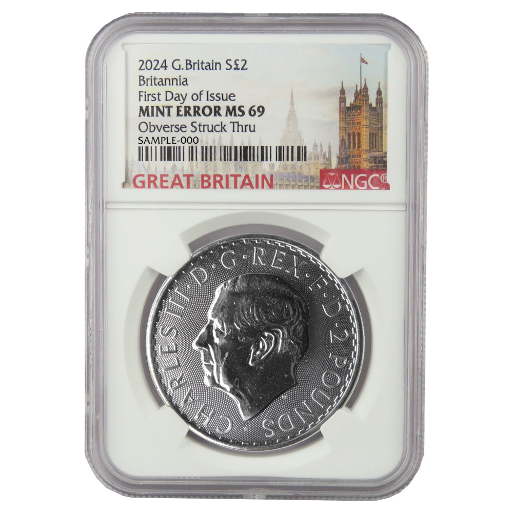 2024 U.K. 2 Pound King Charles lll Silver Britannia 1 oz NGC MS69