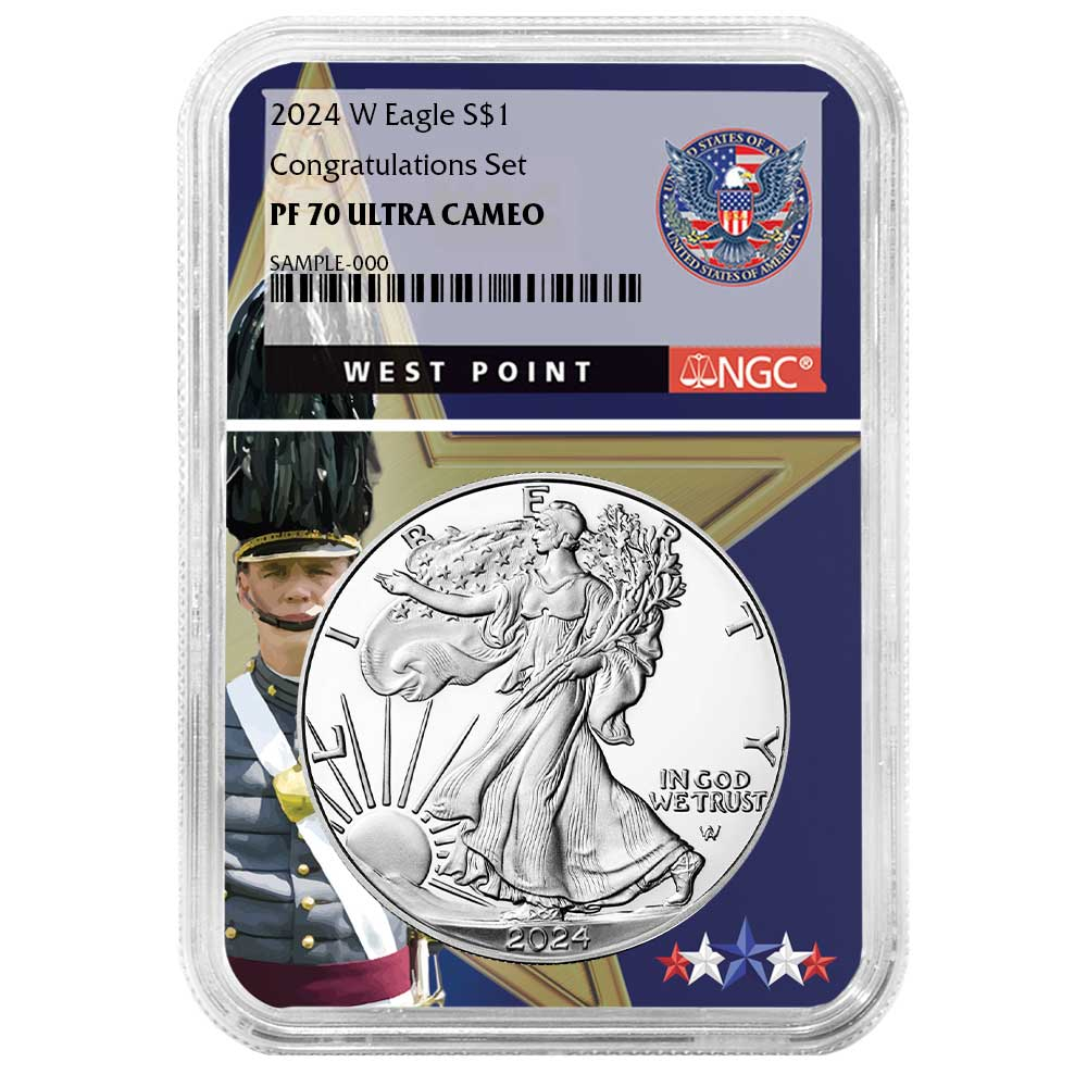 2024-W Proof $1 American Silver Eagle Congratulations Set NGC PF70UC West Point Core