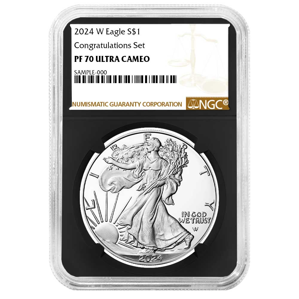 2024-W Proof $1 American Silver Eagle Congratulations Set Brown