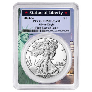 2024-W Proof $1 American Silver Eagle PCGS PR70DCAM FDOI Statue of Liberty Frame