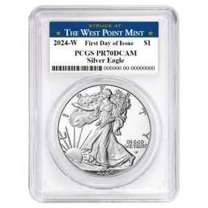 2024-W Proof $1 American Silver Eagle PCGS PR70DCAM FDOI West Point Label White Frame