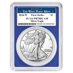 2024-W Proof $1 American Silver Eagle PCGS PR70DCAM FS West Point Label Blue Frame