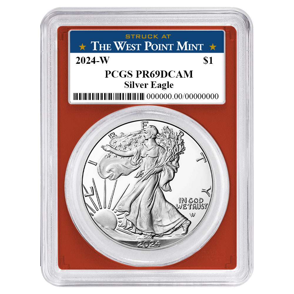 2024-W Proof $1 American Silver Eagle PCGS PR69DCAM West Point Label Red Frame