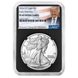 2024-W Proof $1 American Silver Eagle NGC PF69UC ER Trump Label Retro Core