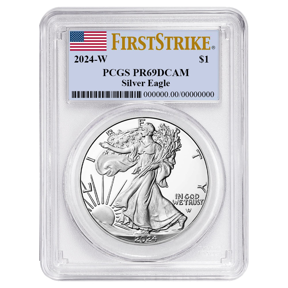 2024-W Proof $1 American Silver Eagle PCGS PR69DCAM FS Flag Label