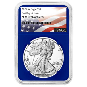 2024-W Proof $1 American Silver Eagle NGC PF70UC FDI Flag Label Blue Core