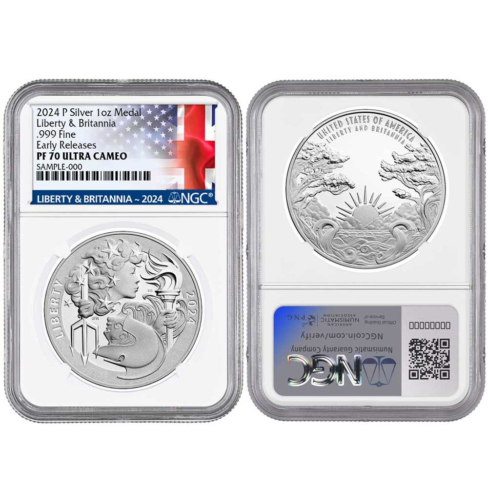 2024-P Proof Liberty & Britannia Silver Medal 1 oz NGC PF70UC ER