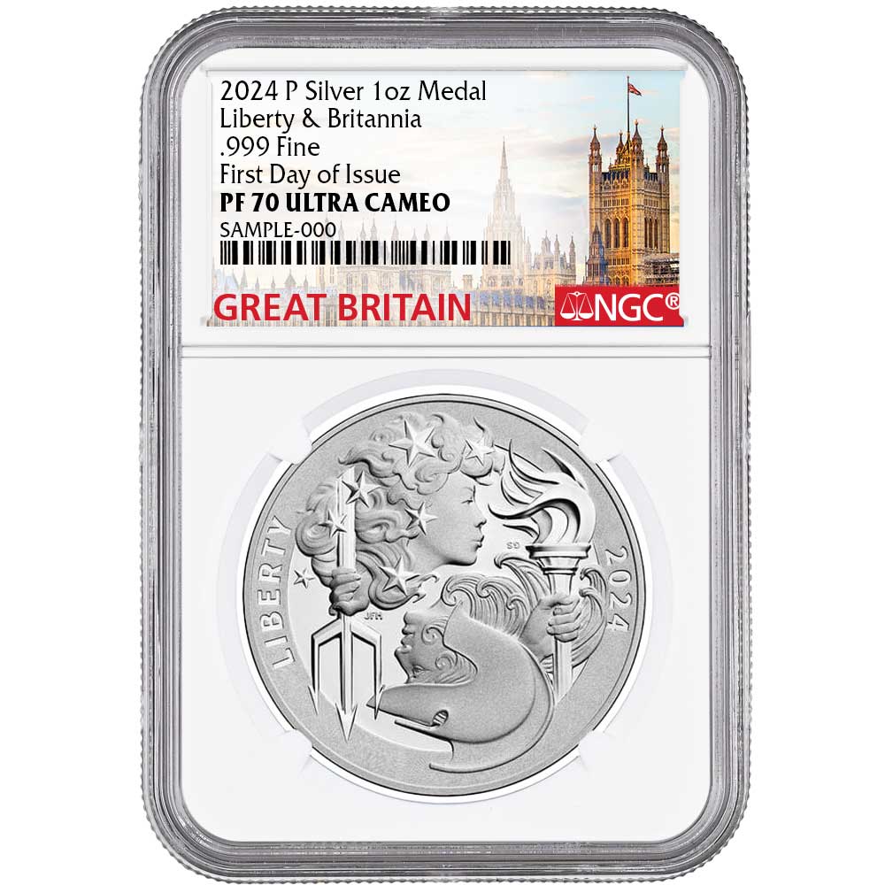 2024-P Proof Liberty & Britannia Silver Medal 1 oz NGC PF70UC FDI