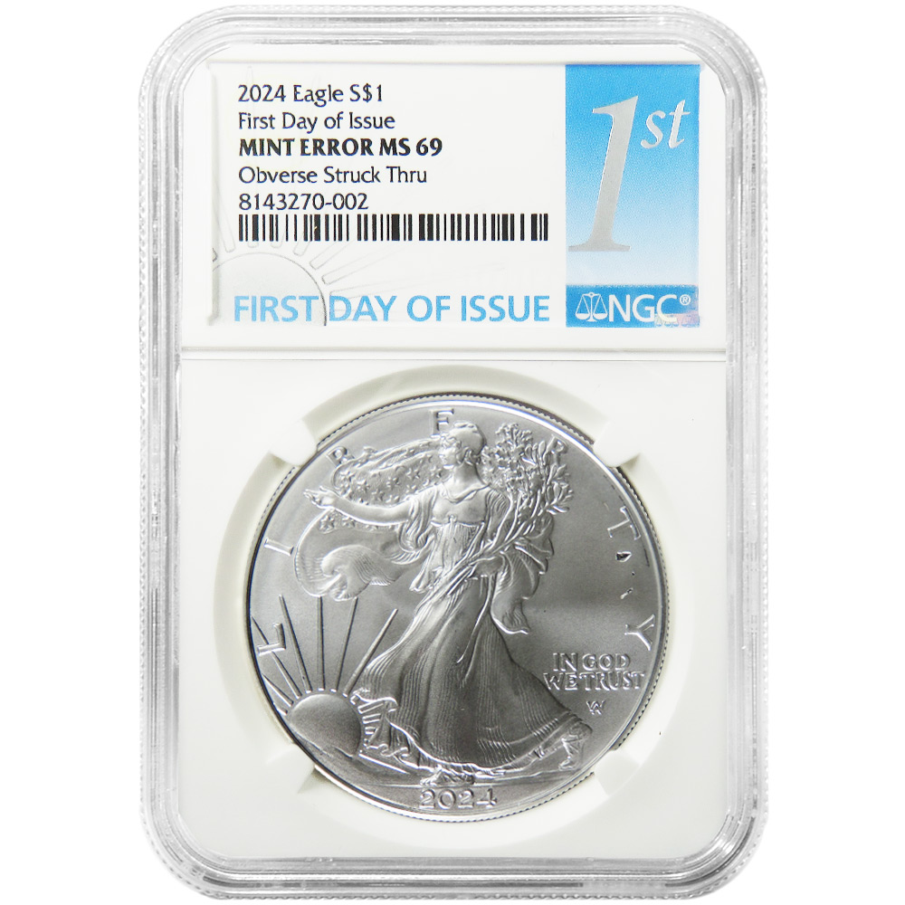 2024 $1 American Silver Eagle NGC MS69 FDI Mint Error Obverse