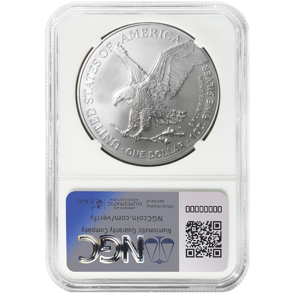 2024 1 $ American Silver Eagle NGC MS69 FDI Prägefehler Vorderseite Strike Thru - Bild 2 von 2