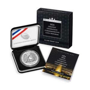 2024-P Proof $1 Greatest Generation Silver Commemorative Box, OGP & COA