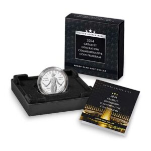 2024-S Proof Clad 50c Greatest Generation Commemorative Box, OGP & COA