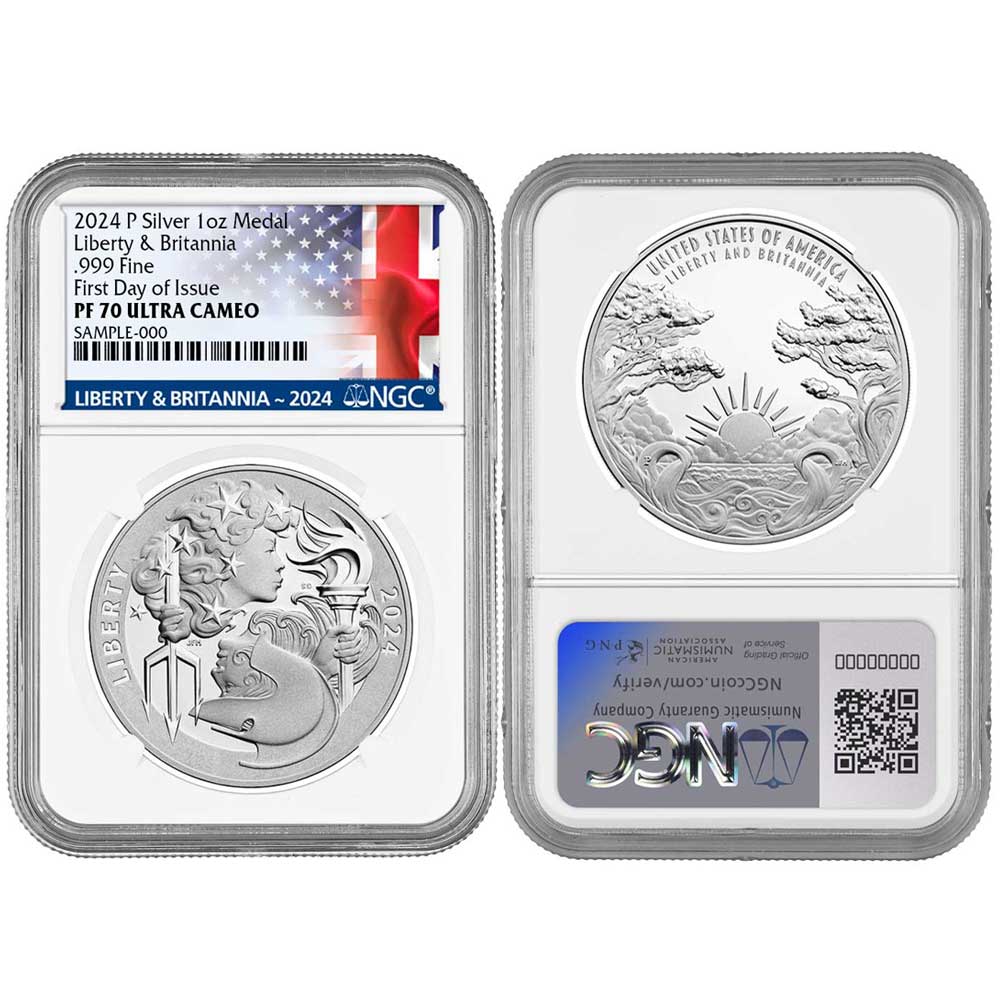 2024-P Proof Liberty & Britannia Silver Medal 1 oz NGC PF70UC FDI