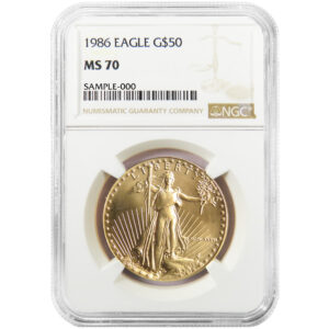 1986 $50 American Gold Eagle 1 oz NGC MS70 Brown Label